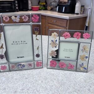 Pier 1 Pink and Purple Floral Glass Frame Set